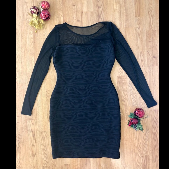 Never worn LBD, Stretchy, Long Sheer Sleeves - Picture 3 of 7